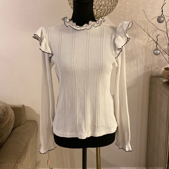 Sandro Cotton Rich Ruffled Top Women's Size medium - Picture 3 of 8